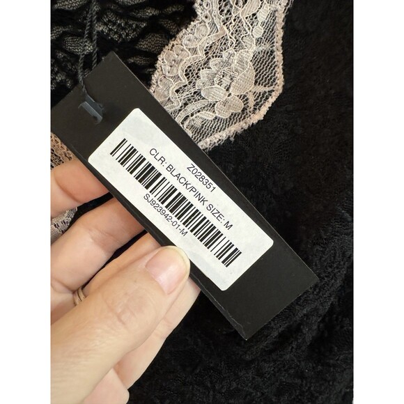 Motel Rocks Chantal Lace Top Women's Medium Black Pink Y2K Fairygoth Whimsical - Picture 8 of 10